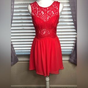 BCBGeneration Teaberry Hot Orange Lace Lined Mini Dress